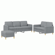 Ensemble de canapés 3 pcs avec coussins Gris clair Tissu Modèle Atlas Nordique - 8721012070936