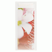 Etui pour couverts papier Fleurs + serviette blanche intissée 8,5x19,5cm par 250