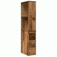 Helloshop26 - Armoire de salle de bain étroite avec roulettes 22 x 41 x 135 cm grand espace de rangement design vintage en bois 02_0050671 - métal 3