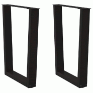 Helloshop26 - Lot de 2 pieds de table à manger modernes en V 60 x 73 cm avec patins réglables en acier noir 02_0056928 - noir acier 3000239771099