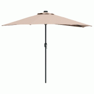 Helloshop26 - Parasol de jardin pliable moderne 294 x 150 x 224 cm avec LED solaire ambiance cosy en polyester taupe 02_0058669 - acier 3000240712654