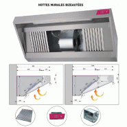 Hotte murale bizeautée professionnelle avec ventilateur - construction inox, filtres lavables et éclairage néon Hotte murale bizeautée professionnelle avec ventilateur - construction inox, filtres lavables et éclairage néon