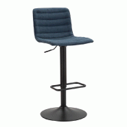 Mauro Ferretti Tabouret De Bar Pivotant Moderne Bleu Marine En Métal Et Tissu Rembourré, Hauteur Réglable, Lot De 2 - Style Moderne 142776000N - bl