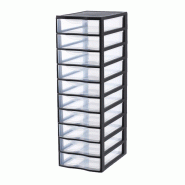 Module 10 tiroirs, 10 x 6 litres, en plastique noir/transparent - 3234530005557