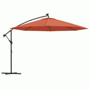 Parasol de jardin en porte-à-faux avec lumières LED terre cuite Modèle Titan Design - 313783