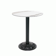 RestooTab - Table Versailles Ø60cm décor marbre blanc - blanc fonte TB-VRS-R60M-MB.BLA
