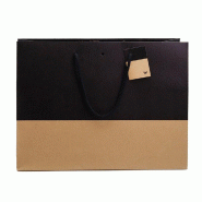 Sac luxe bicolore kraft /noir 39+18x29cm - par 10