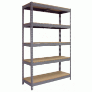 SimonRack Rayonnage industriel, 2000x1200x450 mm, 300 kg au point de flexion, 5 étagères bois, rayonnage garage, Gris/Bois- Bricoforte - gris métal_0