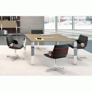 Table de réunion X7 avec plateau laqué - Officity - 140, Chromé, Blanc RAL 9003_0