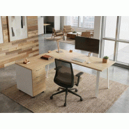 Bureau professionnel en angle avec retour et caisson 3 ou 4 tiroirs