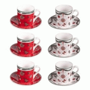 Coffret de 6 tasses et sous tasses à café Bells 10 cl - Décoré Rond Porcelaine Table Passion 8x6 cm - multicolore porcelaine 3106232960710 Coffret de 6 tasses et sous tasses à café Bells 10 cl - Décoré Rond Porcelaine Table Passion 8x6 cm - multicolore porcelaine 3106232960710