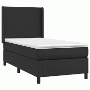 Décoshop26 - Cadre de lit LED avec sommier tête de lit matelas 100x200cm synthétique noir TDL0209304 - noir 3001711182723