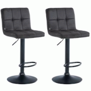 Décoshop26 - Lot de 2 tabourets de bar en velours noir avec coutures décoratives pied en trompette métal noir 10_0004399 - noir 3000252083971 Décoshop26 - Lot de 2 tabourets de bar en velours noir avec coutures décoratives pied en trompette métal noir 10_0004399 - noir 3000252083971