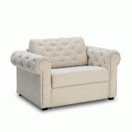 FAUTEUIL CHESTERFIELD EXPRESS CONVERTIBLE EXPRESS 70CM MATELAS 16CM MICROFIBRE ÉCRU