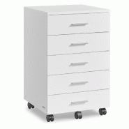 Helloshop26 - Caisson de bureau à roulettes meuble de rangement 40 x 42 x 65,7 cm support pour imprimante avec 5 tiroirs rails 12_0004809 - 300022267