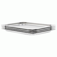 Helloshop26 - Lot de 4 récipients Gastronorm empilables universels 530 x 325 x 20 mm en acier inoxydable argenté 02_0045980 - argenté inox 30002339