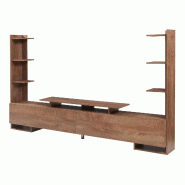 Helloshop26 - Meuble TV support télévision salon étagère 233 x 31 x 140,5 cm avec étagères latérales marron 03_0010088 - marron 3000225029388