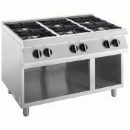 KBS Gastrotechnik KBS Cuisinière à gaz 6 brûleurs 6x6 Kw Soubassement ouvert 1200x730x900 mm Flamme pilote - 4059395096651