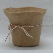 Pot en jute intissé naturel avec interieur PET avec ruban Ø22 H18 cm - par 12