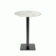 RestooTab - Mange-debout Milan T Ø50cm décor marbre olympo - blanc fonte TB-MITFF-R50M-MB.OLYM