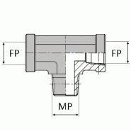 Té orientable femelle NPT x mâle NPT x femelle NPT - NPT-TFMO02 - DESIGNATION : TFNPT OR 1/8 / MNPT1/8