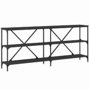 Table console noir 180x30x75 cm bois d'ingénierie et fer Modèle Orion Classique - 832853