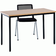 Table Poly Hêtre 180×80 - SITEK - Plateau mélaminé hêtre clair et pieds métal époxy noir Table Poly Hêtre 180×80 - SITEK - Plateau mélaminé hêtre clair et pieds métal époxy noir