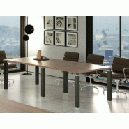 Table de réunion Dalia Exmob - Dimensions 220x100 cm - Plan mélaminé 38 mm - Piètement métallique blanc ou noir