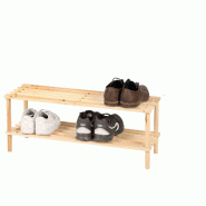 WDMT Étagère à chaussures en bambou – 2 niveaux – 73,5 x 26 x 30 cm – Range-chaussures compact – Design durable et élégant – Marron - m