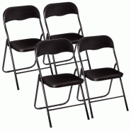 WellHome - Set de 4 chaises pliantes 44x52x73cm couleur noire, résistantes et pratiques pour l'extérieur - noir PK7101