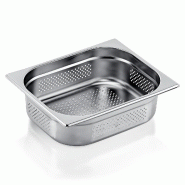 Bac inox perforé fond et côtés GN 1/2 H 100 mm 6,5 ltr GN ESSENTIALS lot de 6 - Was Germany - multi-matériau 4044925166010