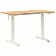 Bureau Blanc et Naturel 120 x 60 cm Bois de chêne massif Modèle Orion Terrasse - 8721364836716