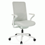 Chaise de bureau / chaise pivotante VERVIO dossier résille 3D / assise tissu blanc hjh OFFICE - blanc polyester 790032
