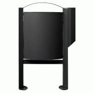 Corbeille ARKEA (40 à 100 Litres) sur pied + distributeur sacs canins - Gris Manganèse, 40L_0