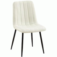 Décoshop26 - Chaise de salle à manger x1 coutures décoratives verticales assise en tissu crème pieds en métal noir 10_0002211 - noir 3000250899086 Décoshop26 - Chaise de salle à manger x1 coutures décoratives verticales assise en tissu crème pieds en métal noir 10_0002211 - noir 3000250899086