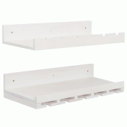 Décoshop26 - Lot de 2 étagères murales support bouteilles et verres 61 x 28 cm pratique et décoratif cuisine salon en bois blanc 04_0009081 - verr