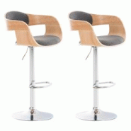 Décoshop26 - Lot de 2 tabourets de bar design scandinave en tissu gris et structure en bois clair 10_0004257 - gris 3000252009964 Décoshop26 - Lot de 2 tabourets de bar design scandinave en tissu gris et structure en bois clair 10_0004257 - gris 3000252009964