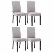 Décoshop26 - Lot de 4 chaises de salle à manger design classique en tissu gris clair et pieds en bois noir 10_0001774 - gris Bois massif 3000250664196