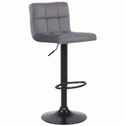 Décoshop26 - Tabouret de bar en velours gris avec pieds en métal noir assise rembourée repose-pieds pivotant TDB10176 - gris 3000897069606 Décoshop26 - Tabouret de bar en velours gris avec pieds en métal noir assise rembourée repose-pieds pivotant TDB10176 - gris 3000897069606