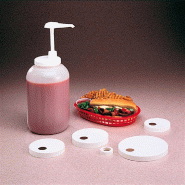 Distributeur de sauce 5 couvercles 25cm plastique blanc