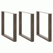 Helloshop26 - Lot de 3 pieds de table en U pour bureau et table à manger 80 x 72-73 cm en acier naturel 02_0057447 - acier 3000240043284