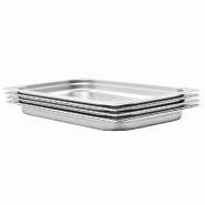 Helloshop26 - Lot de 4 récipients gastronorm empilables cuisine 530 x 325 x 40 mm en acier inoxydable argenté 02_0045981 - argenté inox 3000233985263