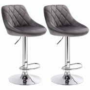 Helloshop26 - Tabouret de bar en velours lot de 2 pièces gris foncé 19_0000395 - 3000242458987