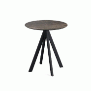 Infinity table de bistrot avec piètement noir + plateau HPL Riverwashed Wood Ø70 cm