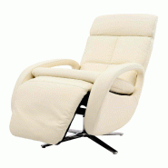 Mendler Fauteuil relax HWC-L11, Fauteuil TV design Fauteuil de relaxation, fonction chaise longue pivotante, cuir pleine fleur ~ crème-blanc - blanc
