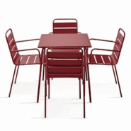 Oviala Business Ensemble table de jardin carrée et 4 fauteuils acier Pourpre - violet acier 114655 Oviala Business Ensemble table de jardin carrée et 4 fauteuils acier Pourpre - violet acier 114655