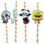 Paille papier décors Personnages Ø0,60x24cm - par 100