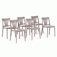 RATTATAN Set 6 Chaises en polypropylène avec fibre de verre empilables pour extérieur et jardin, bar et restaurant, cuisine design moderne - GINA - RATTATAN Set 6 Chaises en polypropylène avec fibre de verre empilables pour extérieur et jardin, bar et restaurant, cuisine design moderne - GINA -