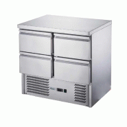 Romux® Table à pizza réfrigérée 4 Tiroirs 90x70 cm 220 litres Statique | Préparation Pizzas et Salades - 8435811806602