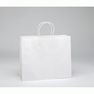 Sac kraft blanc poignées torsadées coton - 54x16x43 cm - Par 25